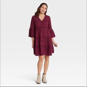 Knox Rose Women's Long Sleeve Button Front Dress M